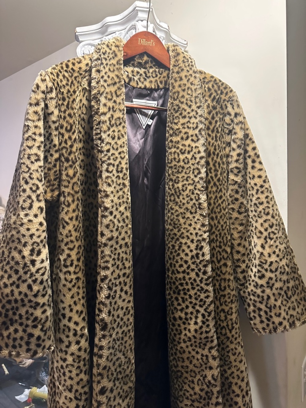 Marvin Richards Leopard-Print Faux Fur Coat in Tan and Black